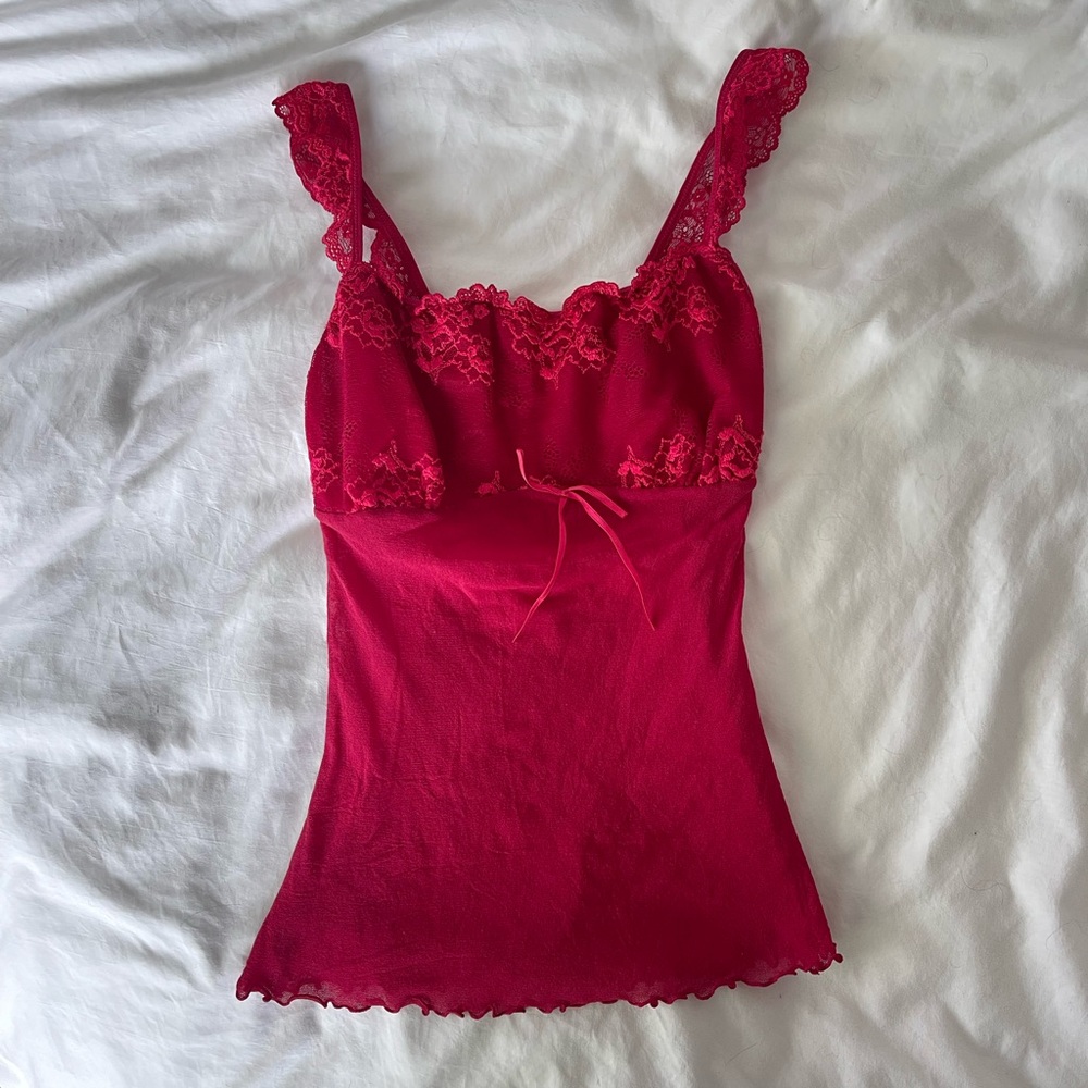 Coquette Romantic Cherry Red Top